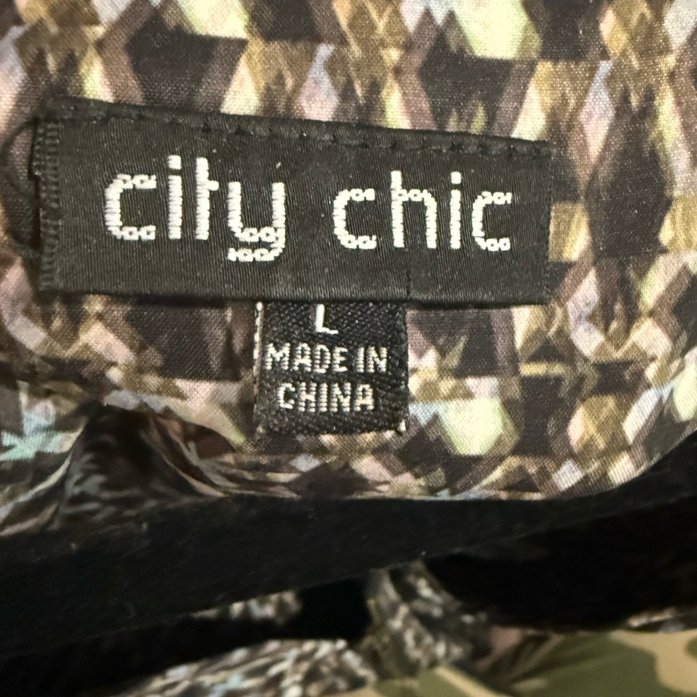 City Chic Asymmetrical Brown Patterned Dress - image 5